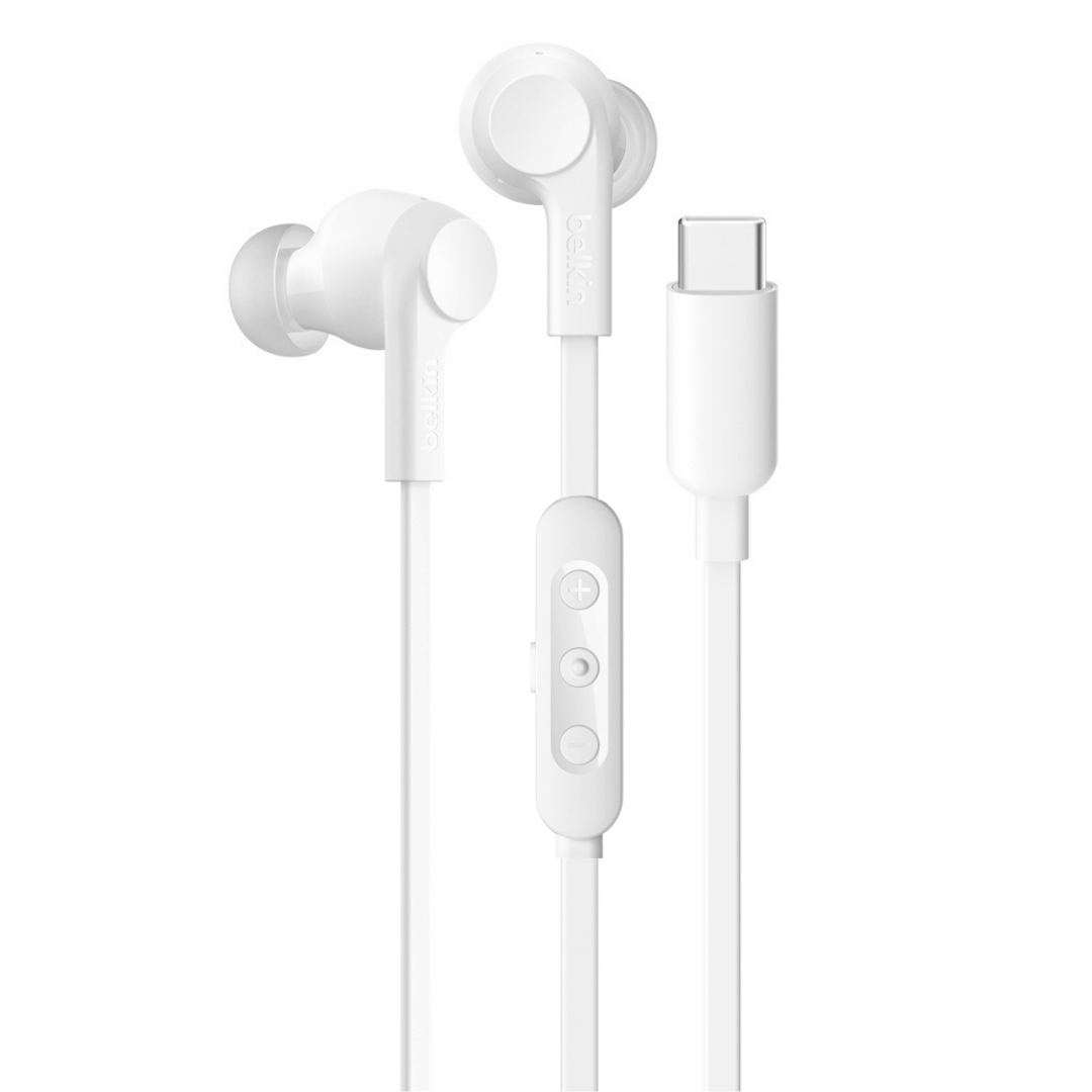 หูฟัง USB-C BELKIN G3H0003 ตัดเสียงรบกวน ANC เสียงระดับ HI-RES AUDIO กันน้ำ IPX5 (สีขาว)