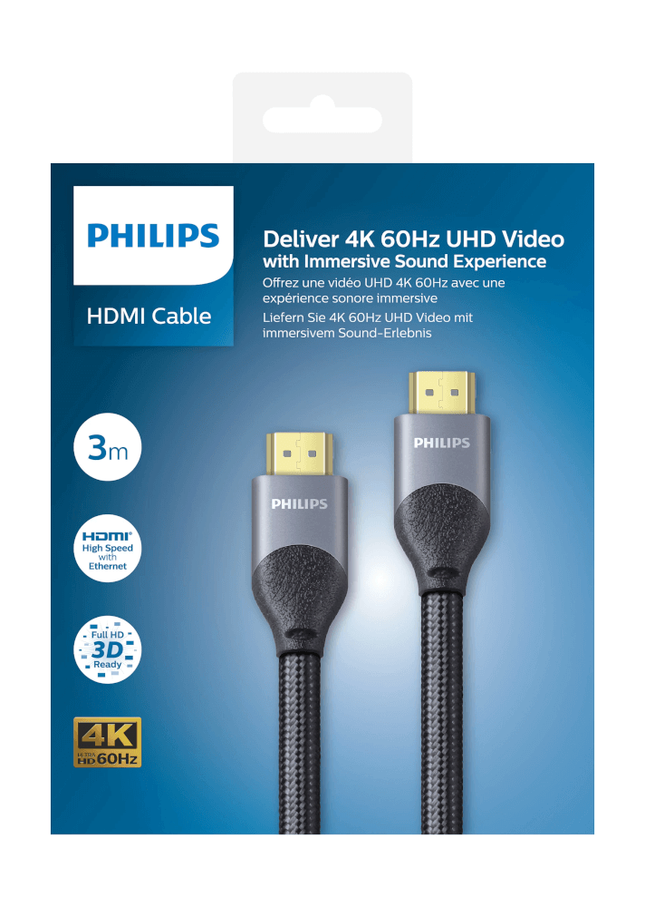 สายเคเบิล HDMI PHILIPS SWV7030/10 คมชัดระดับ ULTRA HD 4K ความยาว 3 เมตร