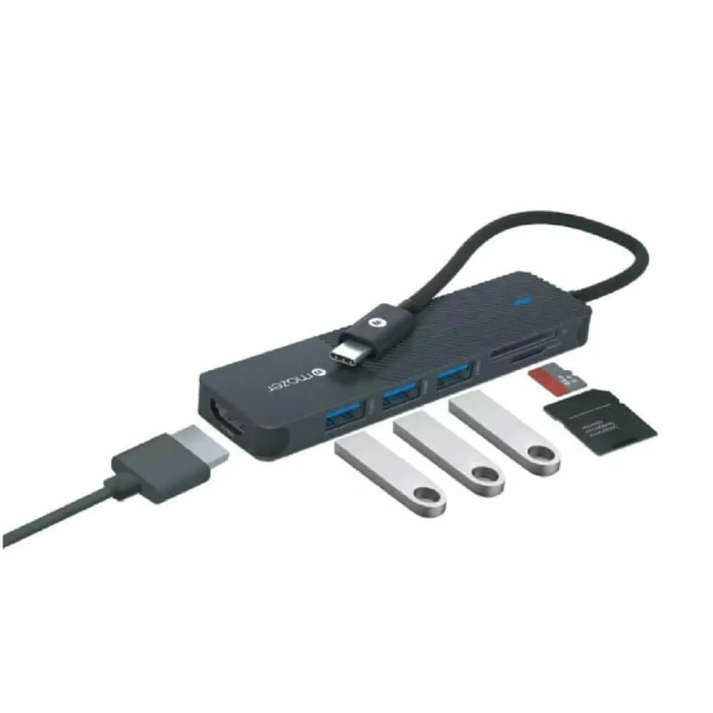 อุปกรณ์เชื่อมต่อ ยูเอสบี-ซี มีเดีย ฮับ MAZER M-UC2MULTI7001-BK PRO 6-IN-1 HUB