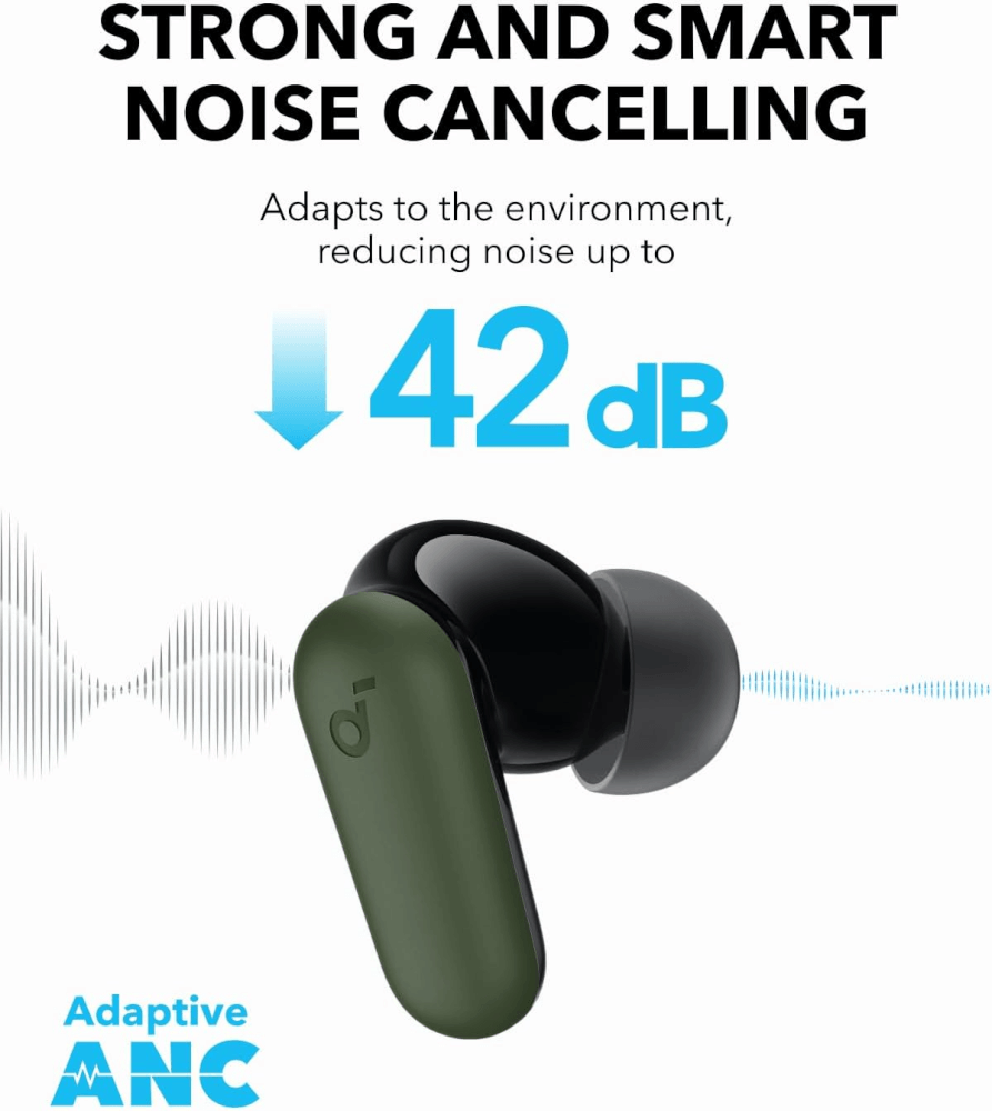 หูฟังไร้สาย Soundcore A3959H61 R50i NC ANC 4 ไมค์ 10/45 ชม. IPX54 สีเขียว_1