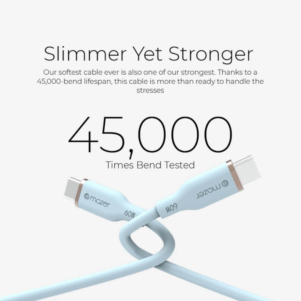 สายชาร์จ USB-C TO USB-C MAZER M-FLEX-C265-BL 60 วัตต์ ยาว 2 เมตร สีฟ้า