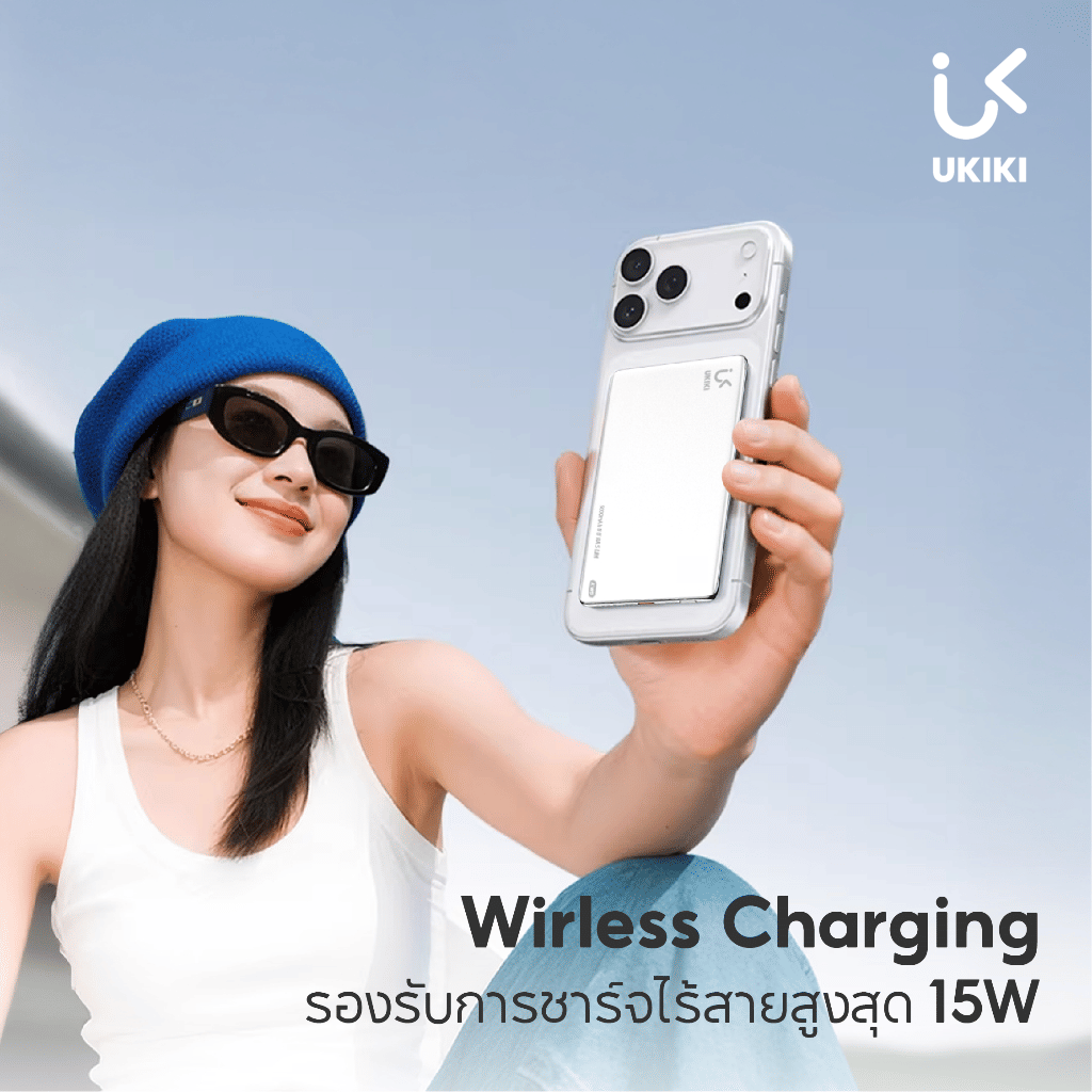 แบตเตอรี่สำรอง 5000MAH UKIKI KW5 POWER BANK ชาร์จไร้สาย PD20W รองรับ CCC (สีดำ)_2