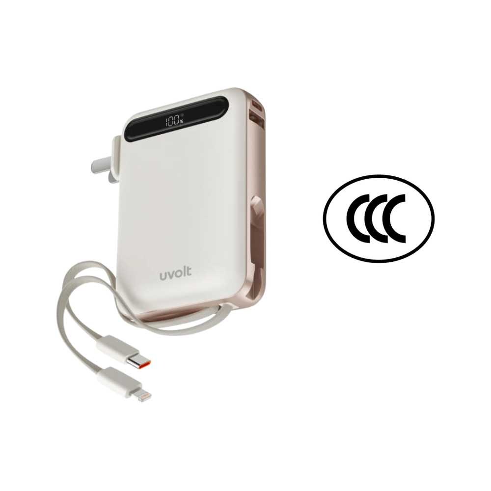 แบตเตอรี่สำรอง UVOLT UVP10AC-01-CRM(3C) (EP-I109) 4IN1 10,000 MAH สีครีม (จอแสดงผลดิจิตอลLED) ได้รับรอง 3C