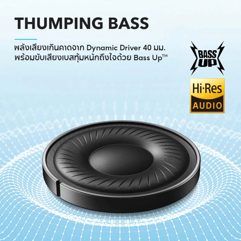 หูฟังไร้สาย Soundcore A3004H32 Q20i ระบบตัดเสียงรบกวน ANC รองรับ Hi-Res ใช้งาน 40/60 ชั่วโมง สีน้ำเงิน