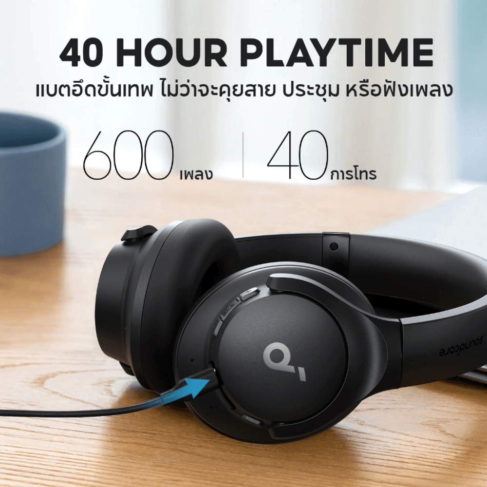 หูฟังไร้สาย Soundcore A3004H12 Q20i ระบบตัดเสียงรบกวน ANC รองรับ Hi-Res ใช้งาน 40/60 ชั่วโมง สีดำ