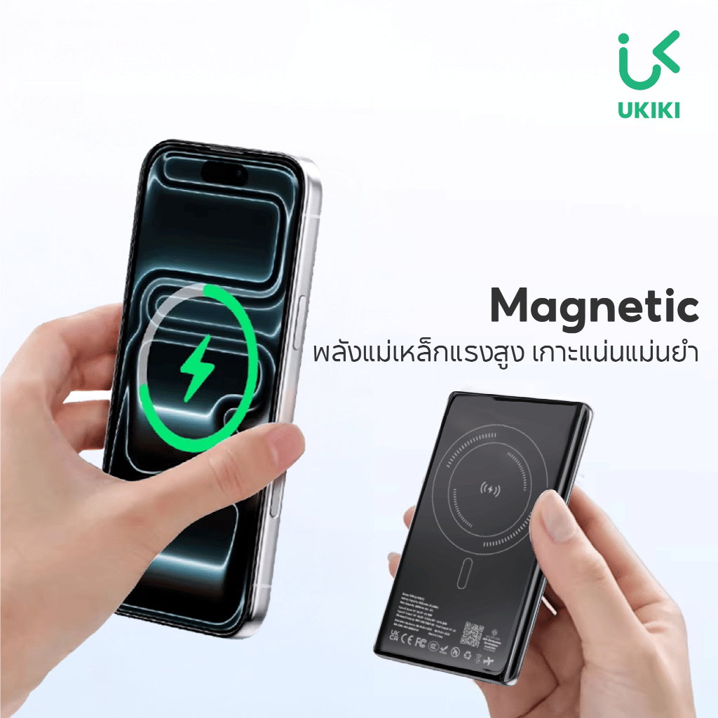 แบตเตอรี่สำรอง 5000MAH UKIKI KW5 POWER BANK ชาร์จไร้สาย PD20W รองรับ CCC (สีดำ)_4