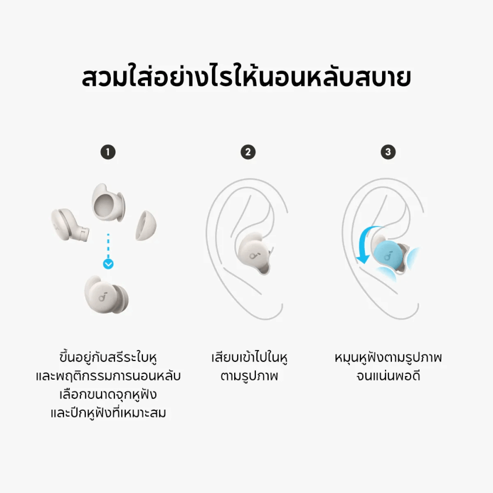 หูฟังไร้สาย Soundcore A6611Z21 A20 Sleep 14/80 ชม. สีขาว