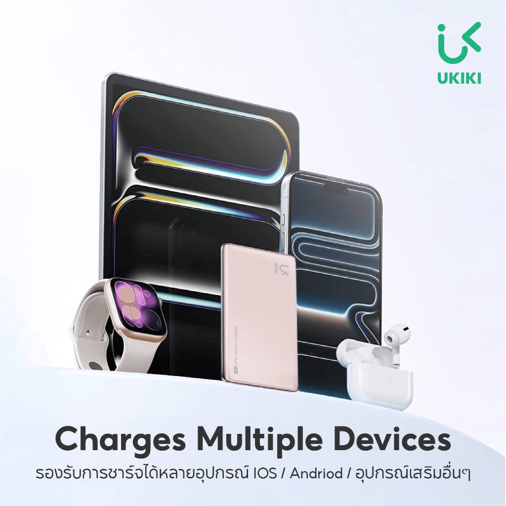 แบตเตอรี่สำรอง 5000MAH UKIKI KW5 POWER BANK ชาร์จไร้สาย PD20W รองรับ CCC (สีดำ)_6