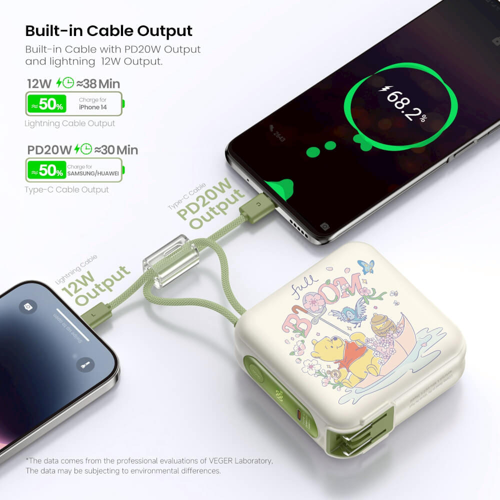 แบตเตอรี่สำรอง VEGER W1514 (VPC15-02PD-PROW2) ความจุ 15,000 MAH ลายหมีพูห์_7