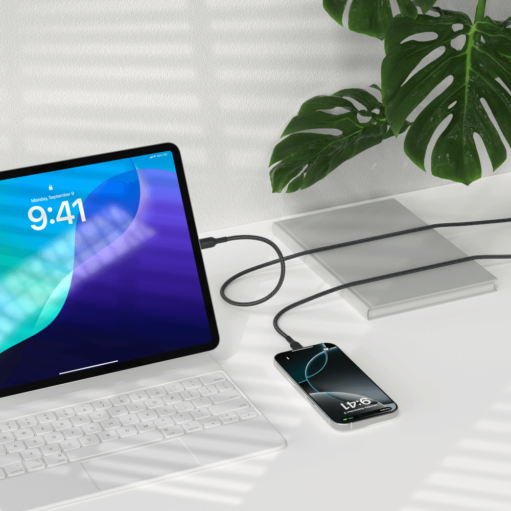 สายชาร์จเร็ว USB-C BELKIN CAB024 ชาร์จเร็ว 60 วัตต์ สายถักไนล่อน ยาว 1 เมตร สีดำ