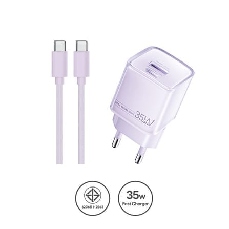 หัวชาร์จเร็ว REMAX U181-AC35W-PUR USB+C 35W พร้อมสาย C to C สีม่วง_0
