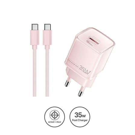 หัวชาร์จเร็ว REMAX U181-AC35W-PNK USB+C 35W พร้อมสาย C to C สีชมพู_0