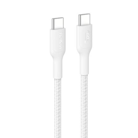 สายชาร์จเร็ว USB-C BELKIN CAB024 ชาร์จเร็ว 60 วัตต์ สายถักไนล่อน ยาว 1 เมตร สีขาว_0