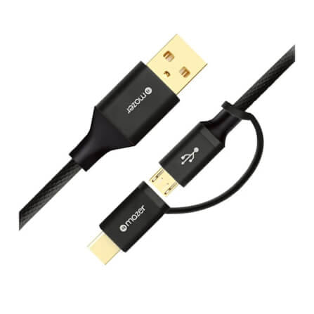 สายชาร์จ 2-IN-1 USB-C+MICRO MAZER M-KS-U72-BK 60 วัตต์ ยาว 2 เมตร สีดำ_1