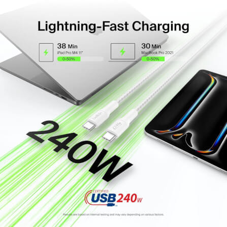 สายชาร์จ BELKIN CAB025 USB-C TO USB-C (TYPE C) 240 วัตต์ 1 เมตร สีดำ_2