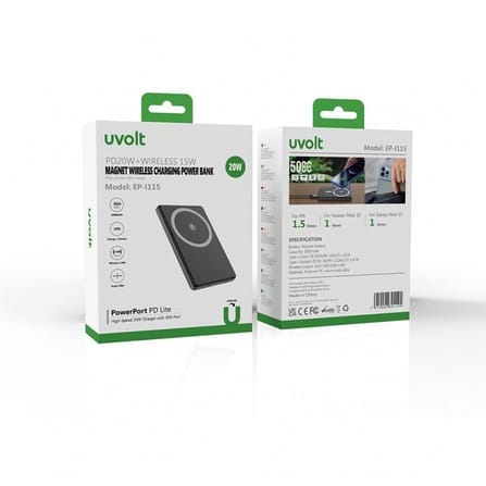 แบตเตอรี่สำรอง UVOLT EN1 5,000 MAH MAGNET WIRELESS สีดำ_3