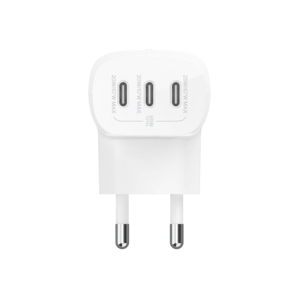 หัวชาร์จขากลม BELKIN รุ่น WCC002THWH ชาร์จเร็ว USB-C PD (3 พอร์ต)_1