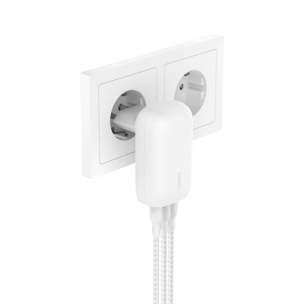 หัวชาร์จขากลม BELKIN รุ่น WCC002THWH ชาร์จเร็ว USB-C PD (3 พอร์ต)_4