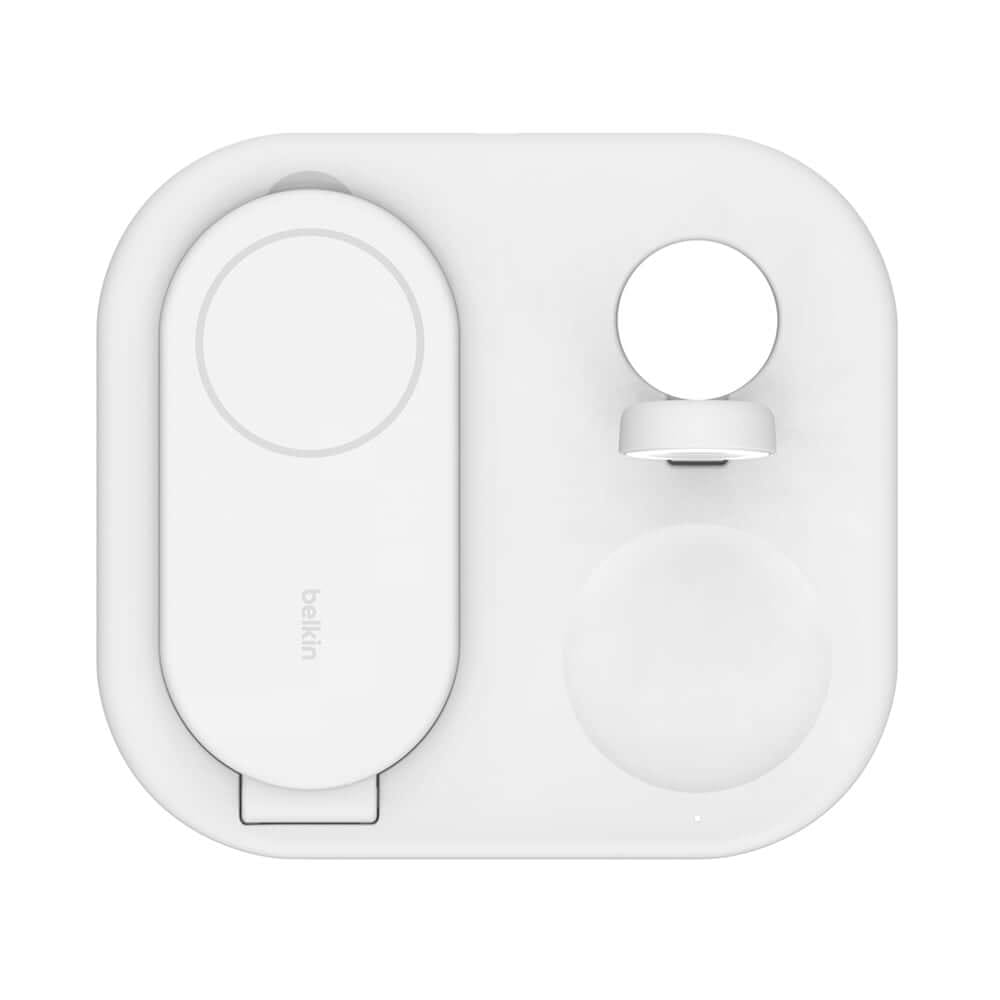 แท่นชาร์จไร้สาย BELKIN WIZ029THWH 3IN1 แบบพับได้ ชาร์จเร็วเทคโนโลยี QI2 สีขาว_1
