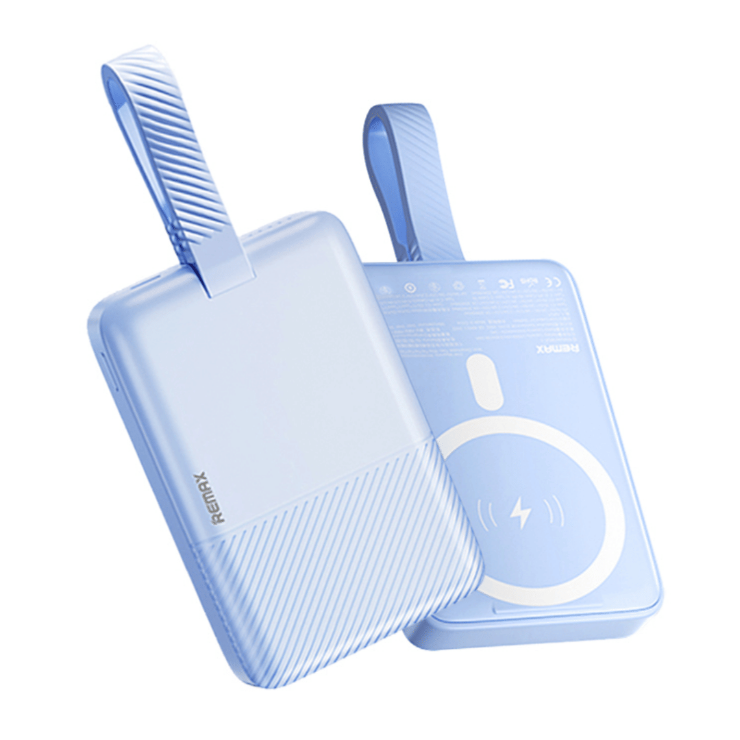แบตเตอรี่สำรอง REMAX RPP-30 ความจุ 10,000 MAH มีสายในตัว รองรับชาร์จไร้สาย มาตรฐาน CCC สีฟ้า_0