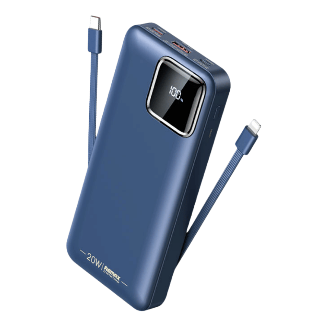 แบตเตอรี่สำรอง REMAX RPP-652 (N) ความจุ 10000MAH ชาร์จเร็ว มีสายในตัว มาตรฐาน CCC สีฟ้า_0