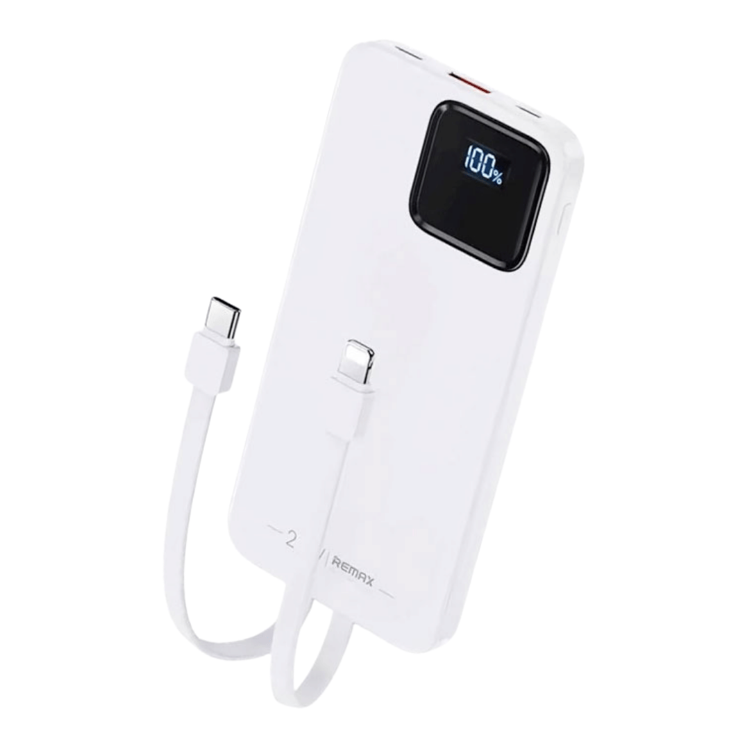 แบตเตอรี่สำรอง REMAX RPP-652 (N) ความจุ 10000MAH ชาร์จเร็ว มีสายในตัว มาตรฐาน CCC สีขาว_0