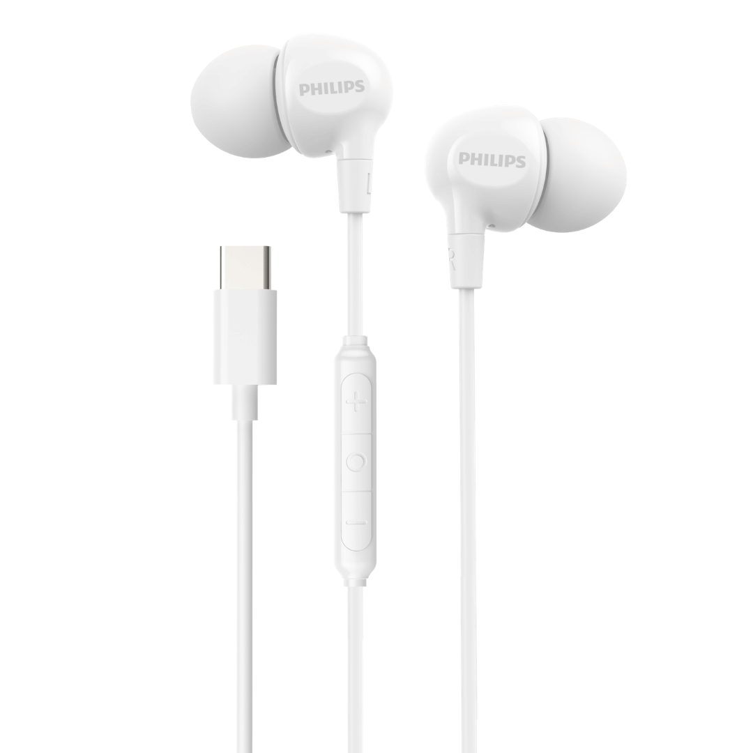 หูฟัง PHILIPS TAE2100 แบบมีสาย พอร์ต TYPE-C มีไมโครโฟนในตัว สีขาว
