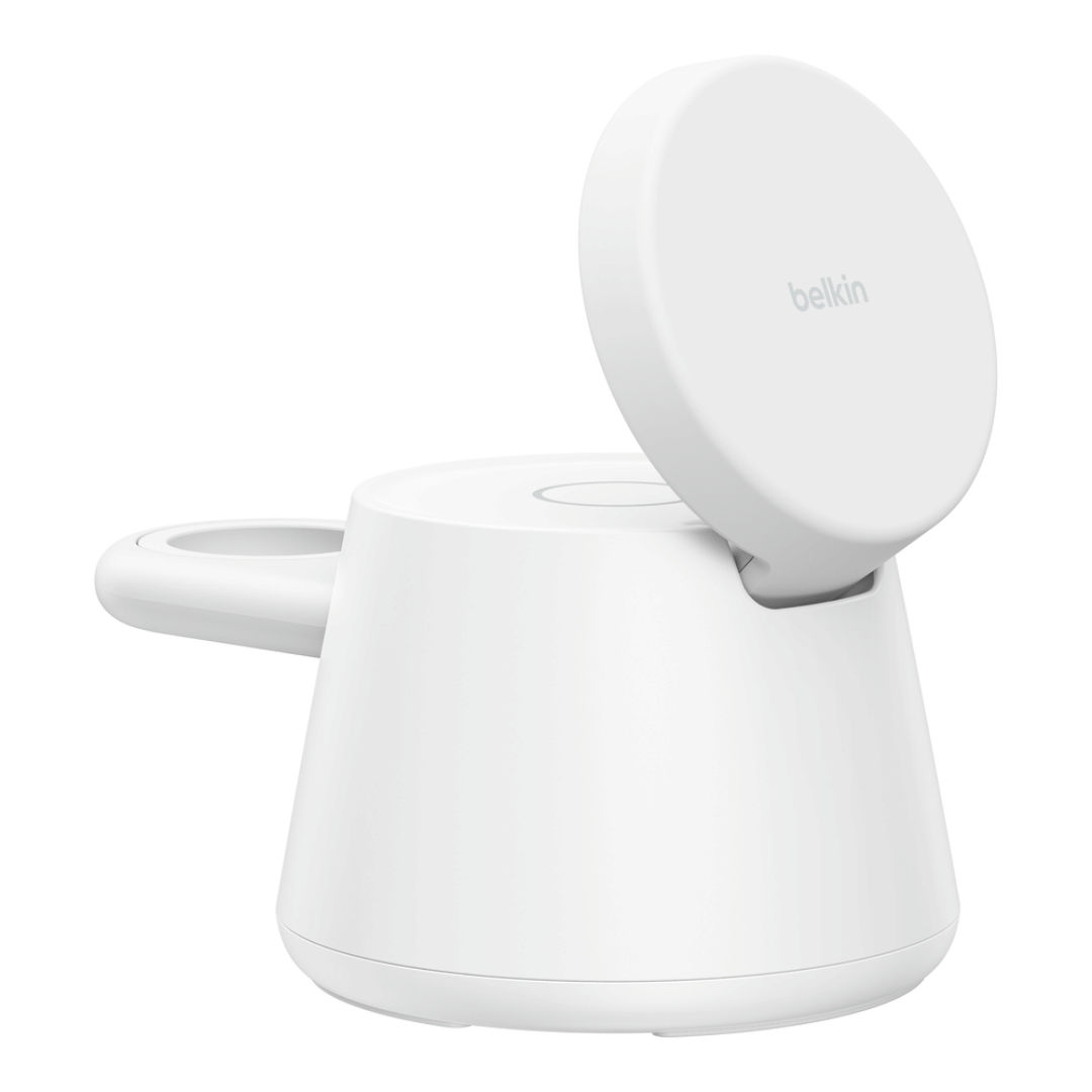 แท่นชาร์จไร้สาย 3-IN-1 BELKIN WIZ052 เทคโนโลยี QI2 ชาร์จเร็ว 25W แบบแม่เหล็ก สีขาว_0