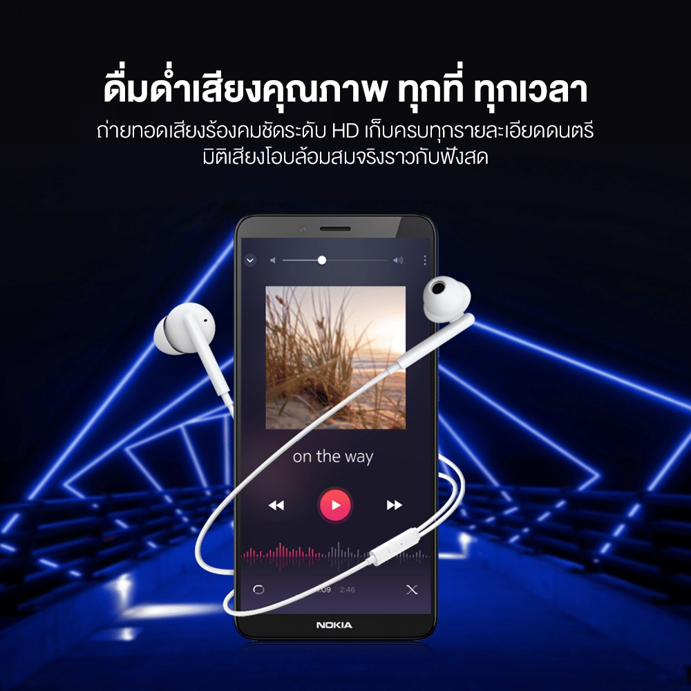 หูฟัง NOKIA E2102A แบบมีสาย JACK 3.5 มม. มีไมค์ สีขาว_1