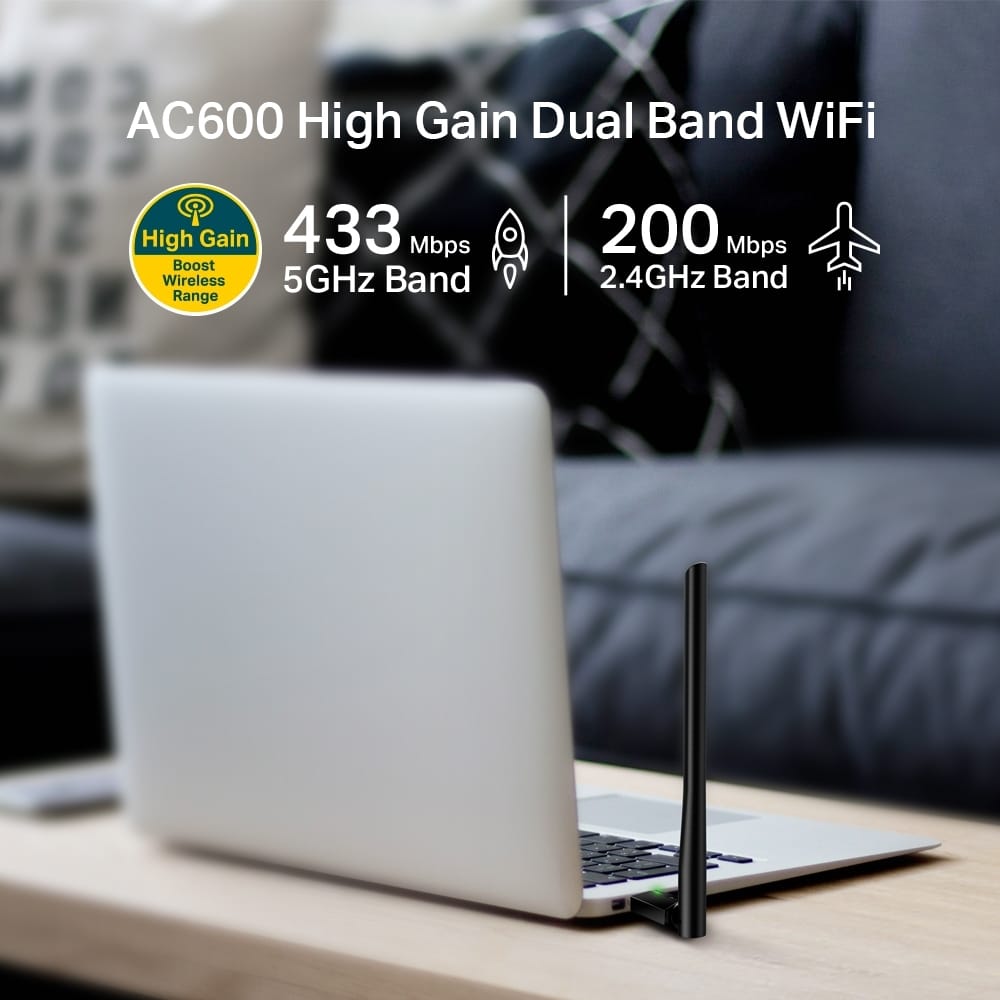 ตัวรับสัญญาณไร้สาย USB TP-LINK ARCHER T2U PLUS ความเร็ว AC600 เสาสัญญาณกำลังส่งสูง แบบ DUAL BAND_2