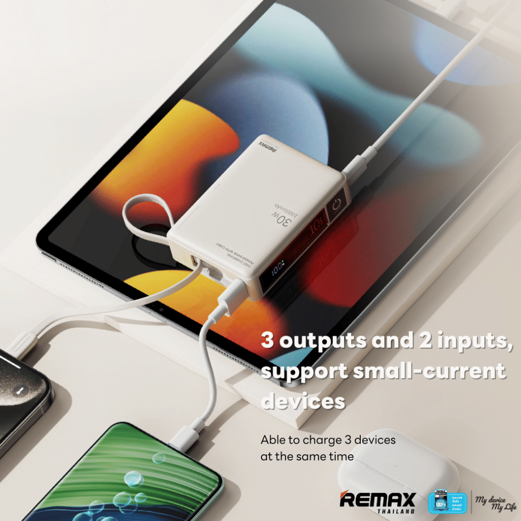 แบตเตอรี่สำรอง REMAX RPP-86 ความจุ 10000MAH ชาร์จไว มีสายในตัว TYPE C มาตรฐาน CCC สีเทา_3