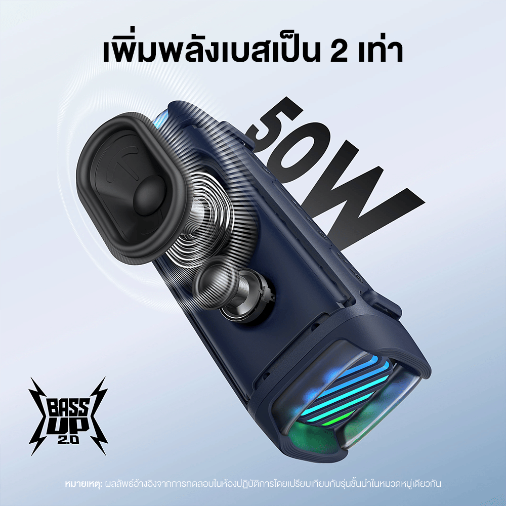 ลำโพงบลูทูธ SOUNDCORE BOOM 3I (D5100) 50W กันน้ำ IP68 ลอยน้ำได้ BASS UP 2.0 สีดำ_3