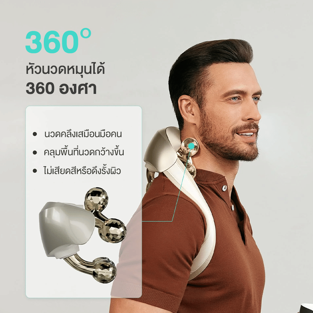 เครื่องนวดคอและไหล่ SKG H7 ULTRA-E ระบบประคบร้อนและแสงสีแดง สีทอง_3