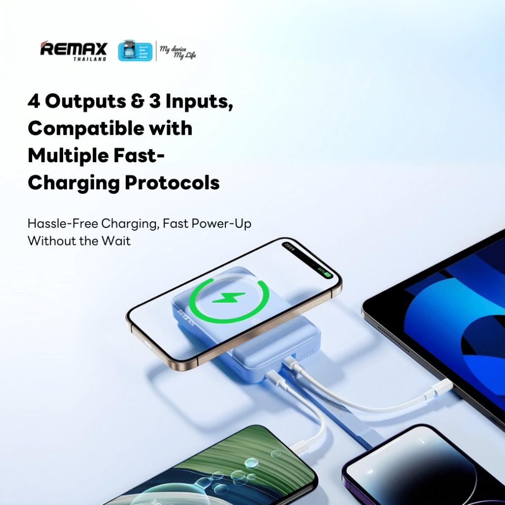 แบตเตอรี่สำรอง REMAX RPP-30 ความจุ 10,000 MAH มีสายในตัว รองรับชาร์จไร้สาย มาตรฐาน CCC สีดำ_4