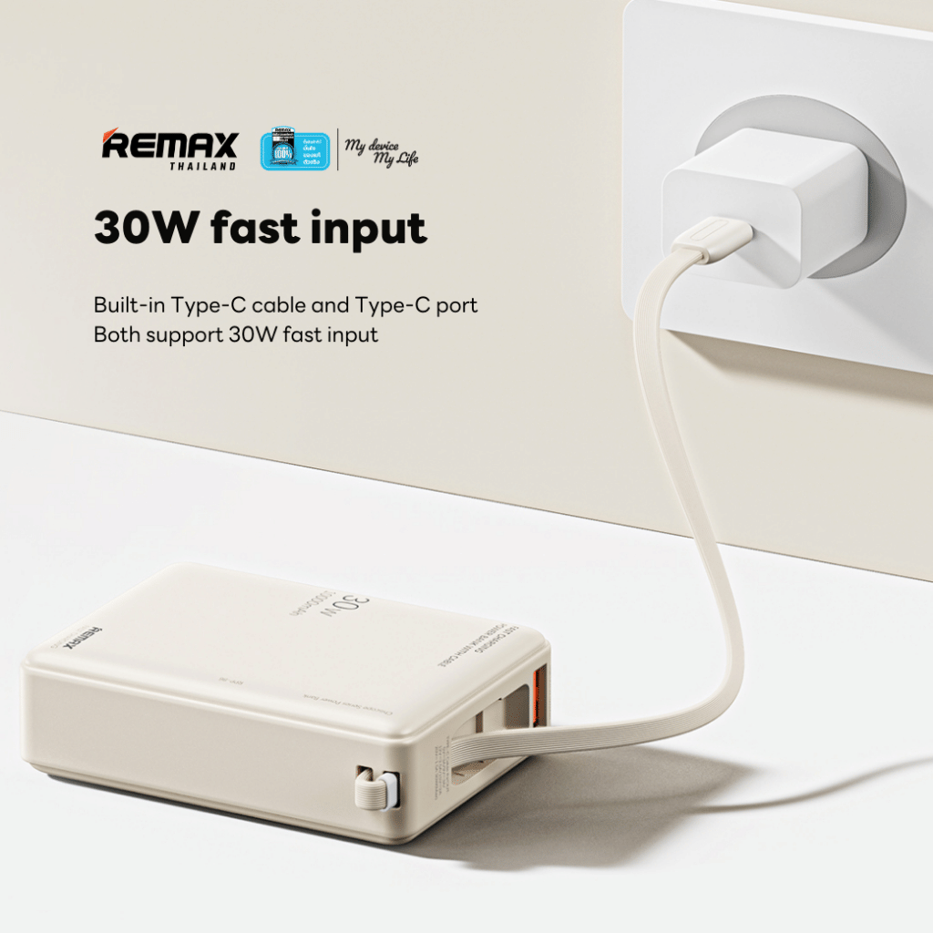 แบตเตอรี่สำรอง REMAX RPP-86 ความจุ 10000MAH ชาร์จไว มีสายในตัว TYPE C มาตรฐาน CCC สีเทา_4