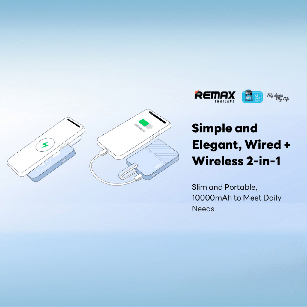 แบตเตอรี่สำรอง REMAX RPP-30 ความจุ 10,000 MAH มีสายในตัว รองรับชาร์จไร้สาย มาตรฐาน CCC สีดำ_5