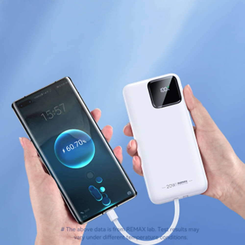 แบตเตอรี่สำรอง REMAX RPP-652 (N) ความจุ 10000MAH ชาร์จเร็ว มีสายในตัว มาตรฐาน CCC สีฟ้า_5