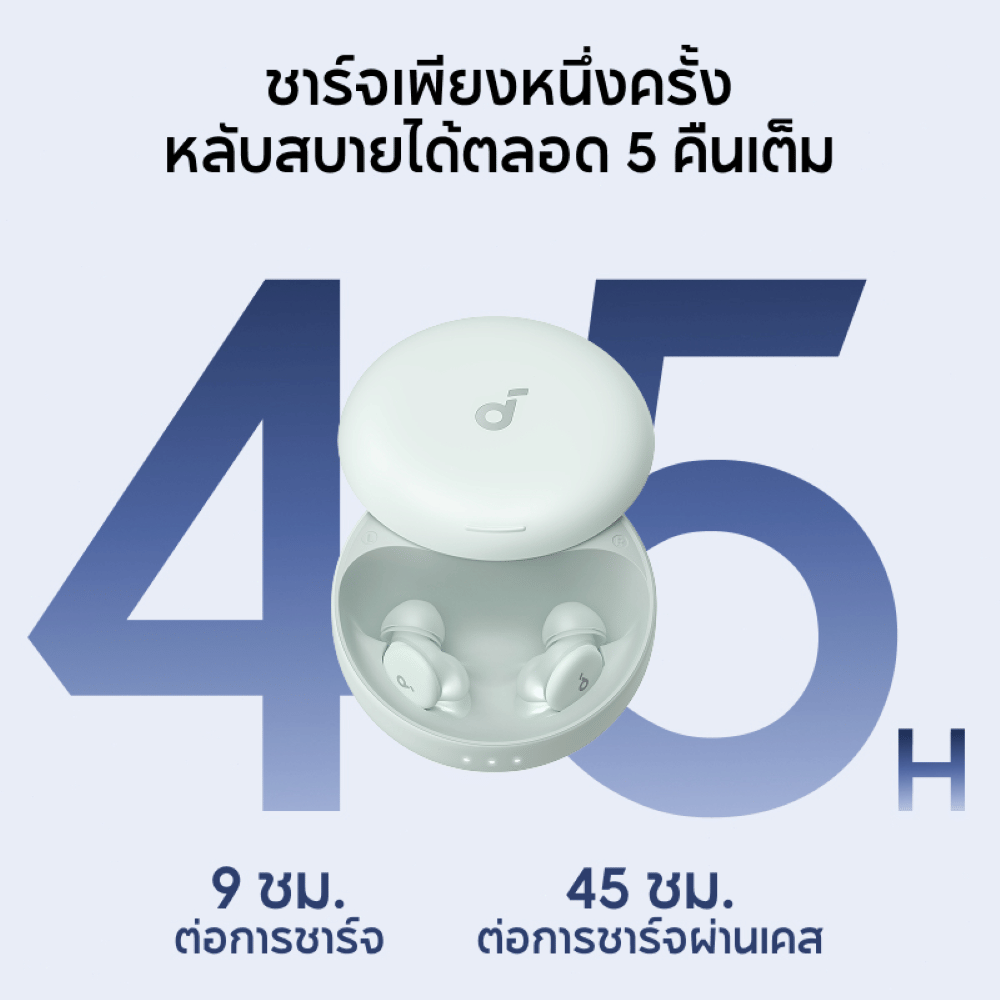 หูฟังไร้สาย SOUNDCORE SLEEP A30 (A1301) หูฟังตัดเสียงรบกวนขณะนอนหลับ ซิลิโคน สีขาว_5