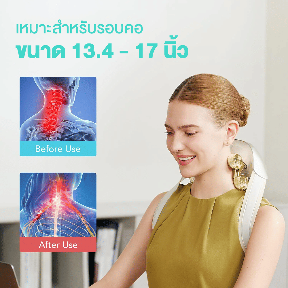 เครื่องนวดคอและไหล่ SKG H7 ULTRA-E ระบบประคบร้อนและแสงสีแดง สีทอง_5