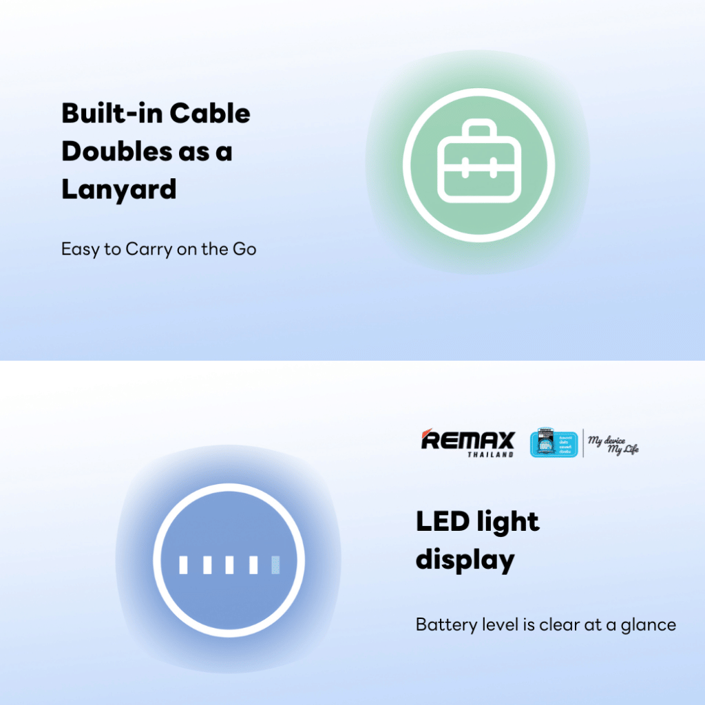 แบตเตอรี่สำรอง REMAX RPP-30 ความจุ 10,000 MAH มีสายในตัว รองรับชาร์จไร้สาย มาตรฐาน CCC สีดำ_6