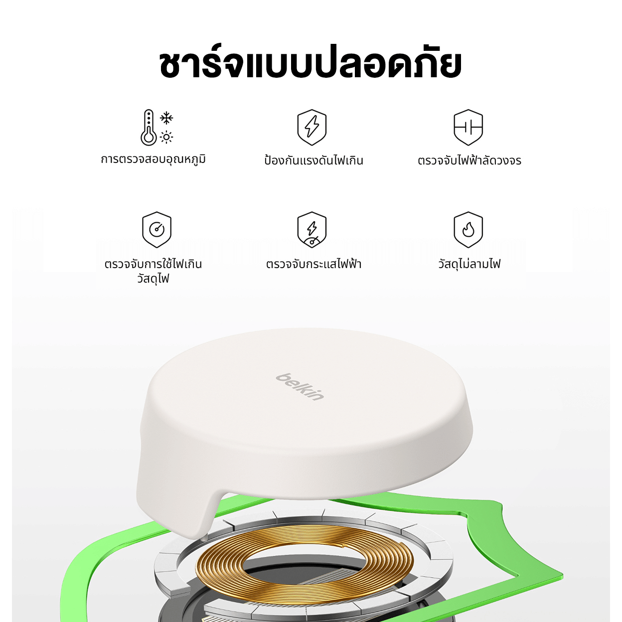 แท่นชาร์จไร้สาย 3-IN-1 BELKIN WIZ052 เทคโนโลยี QI2 ชาร์จเร็ว 25W แบบแม่เหล็ก สีขาว_7