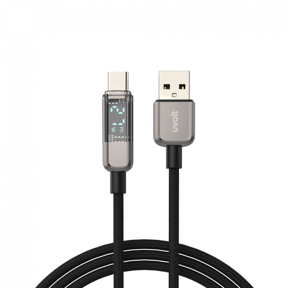 สายชาร์จ UVOLT WC-107C USB-A TO USB-C ความยาว 1.2 เมตร พร้อมจอแสดงผลดิจิตอล LED