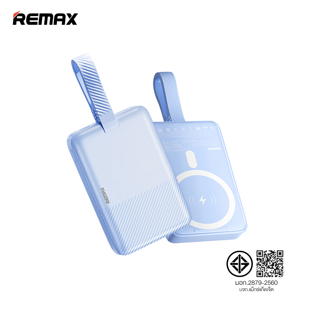 แบตเตอรี่สำรอง REMAX RPP-30 ความจุ 10,000 MAH มีสายในตัว รองรับชาร์จไร้สาย มาตรฐาน CCC สีฟ้า_7