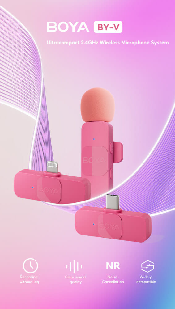 ไมโครโฟนไร้สาย BOYA MICROPHONE BOYA BY-V2 PINK