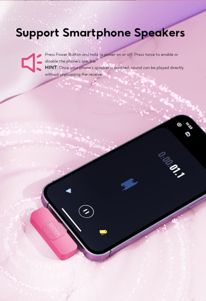 ไมโครโฟนไร้สาย BOYA MICROPHONE BOYA BY-V2 PINK