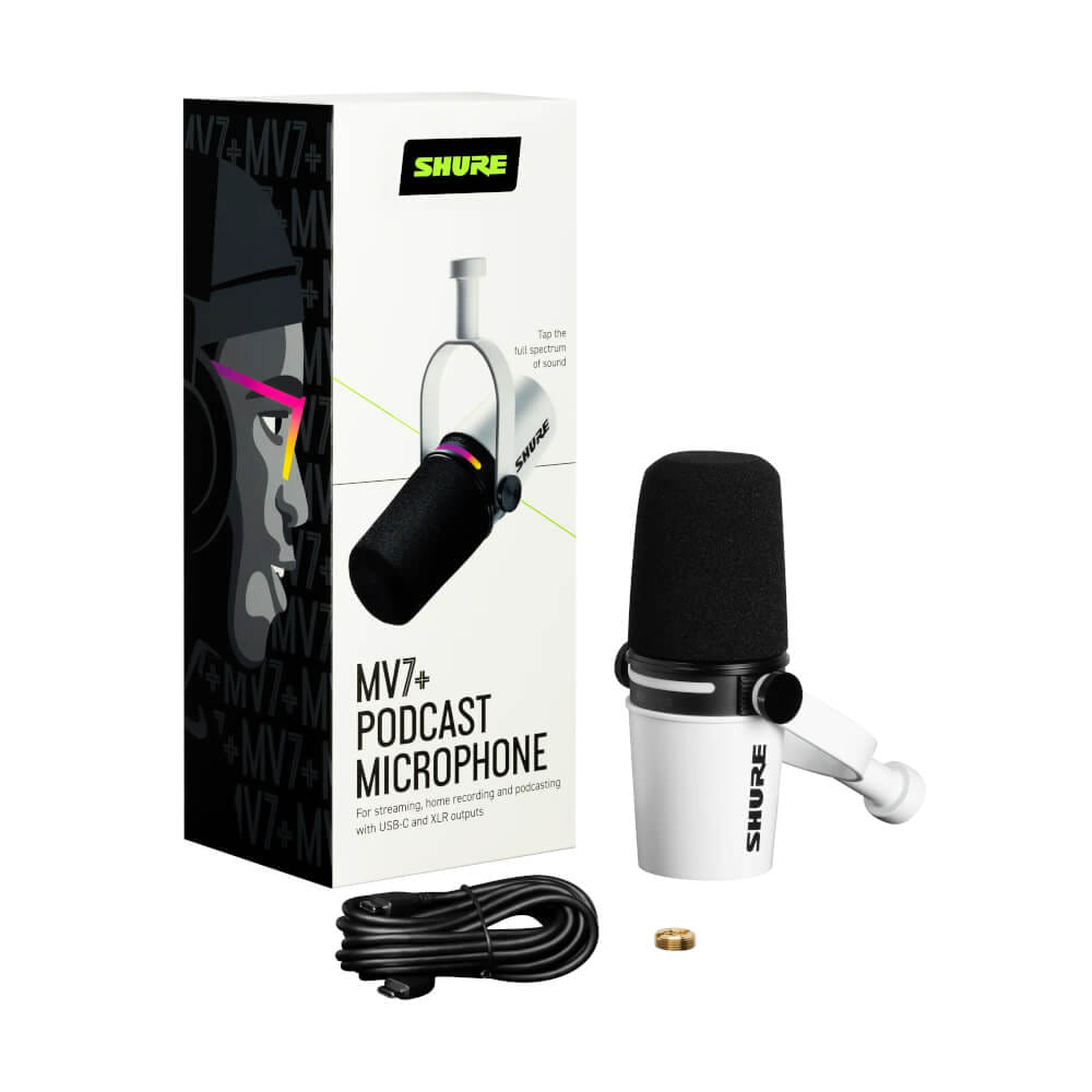 ไมโครโฟนพอดแคสต์ บันทึกเสียง SHURE MV7+ (สีขาว)