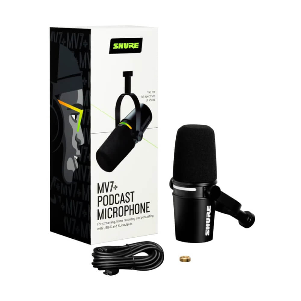 ไมโครโฟนพอดแคสต์ บันทึกเสียง SHURE MV7+ (สีดำ)