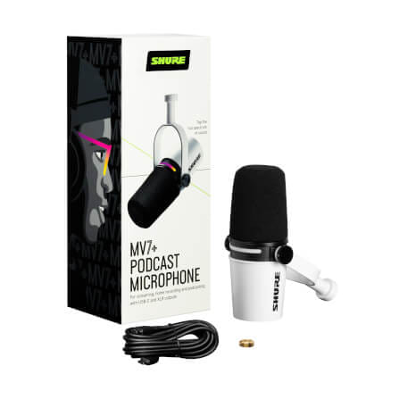 ไมโครโฟนพอดแคสต์ บันทึกเสียง SHURE MV7+ (สีขาว)_4