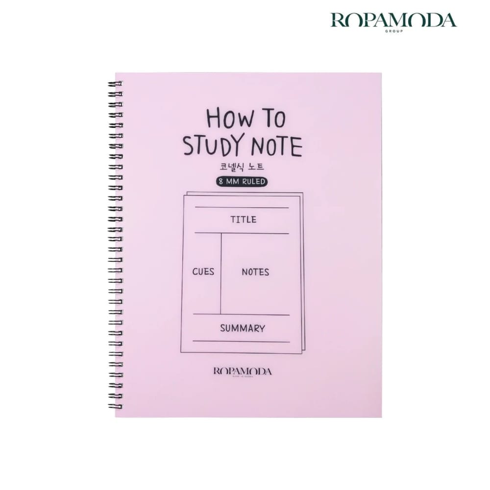 สมุดโน้ตจดเลคเชอร์ CORNELL ROPAMODA รุ่น HOW TO STUDY NOTE 16042 ขนาด 19.5X26.2 ซม. สีชมพู