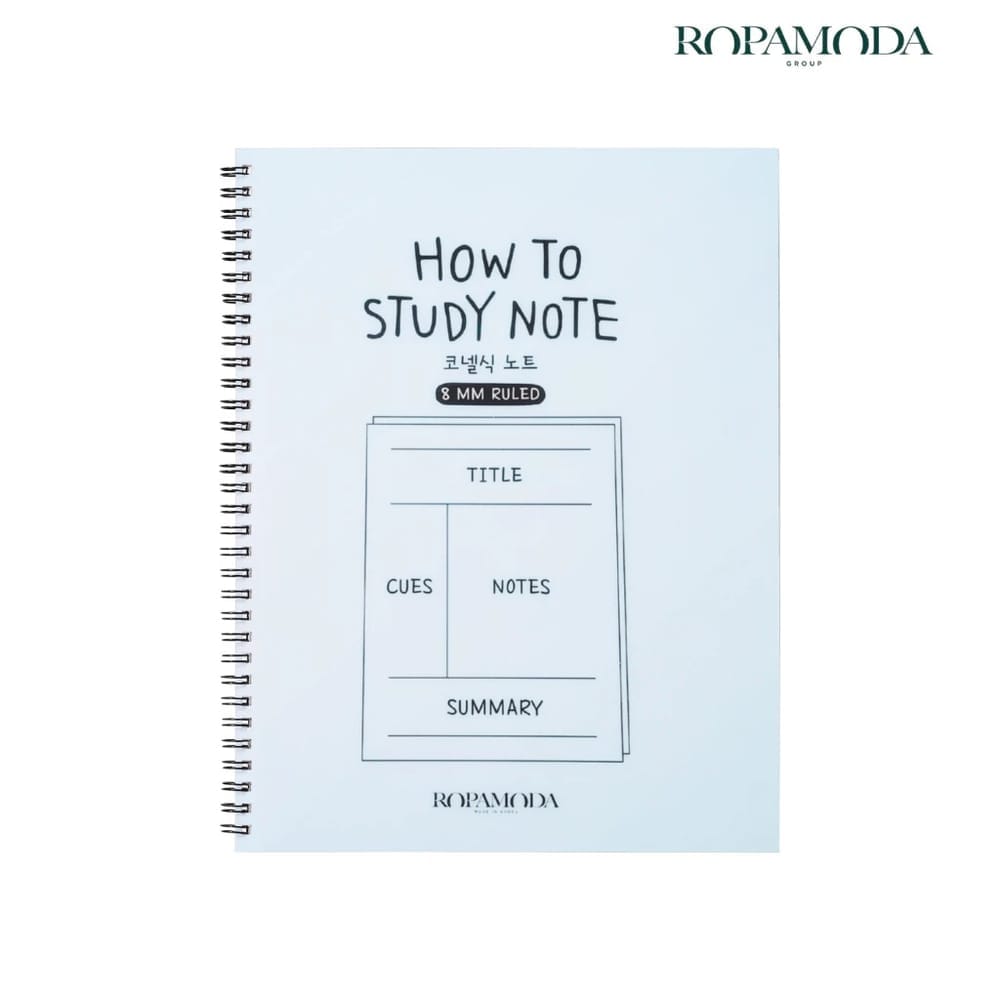 สมุดโน้ตจดเลคเชอร์ CORNELL ROPAMODA รุ่น HOW TO STUDY NOTE 16042 ขนาด 19.5X26.2 ซม. สีฟ้า